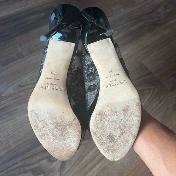 Jimmy Choo Lace Sling Back Heels Size 38 - Picture 12 of 14